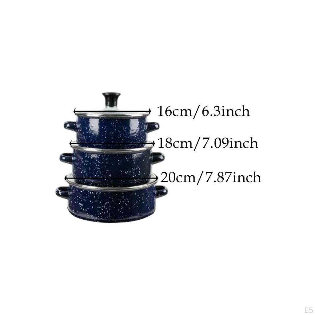 Эмалированная кастрюля из 3 предметов с крышкой, креативная жаропрочная кастрюля с двойными ручками, медленная