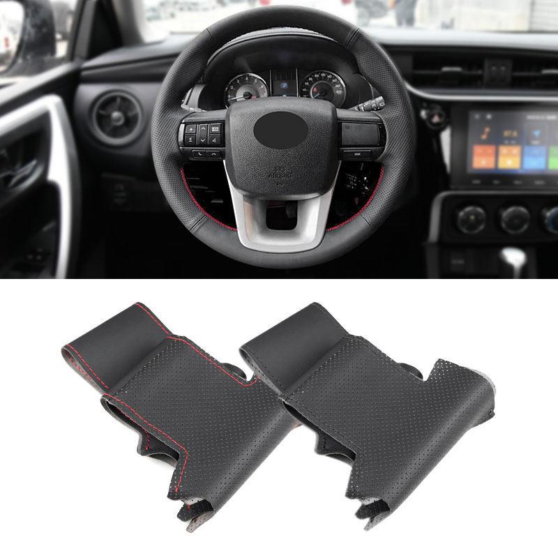 Perforated Leather Car Accessories Interior Steering Wheel Cover Trim For Toyota Fortuner 2016 2017 2018 Hilux 2015 -
