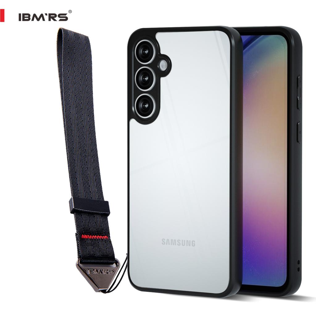 (В комплекте ремешок на запястье)Чехол для Samsung Galaxy A24, простой прозрачный жесткий противоударный чехол-бампер с камуфляжным черным корпусом
