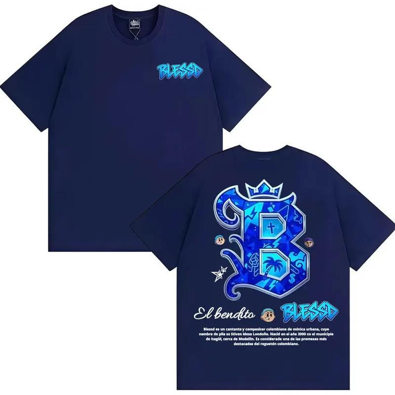 Blessd El Bendito Graphic Tee Streetwear Cotton T-Shirt Men Casual Short Sleeve