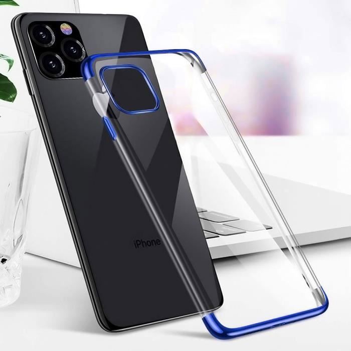 Coque de Protection - PROSHOP - pour iPhone 12 Pro Max - Souple - Gel Silicone - Chromé Bleu