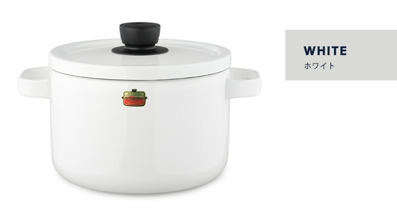Эмалированная кастрюля Fuji, глубокая, с двумя ручками, белая, 22 см, объем 5,6 л, с крышкой, сплошная, SD-22DW.CW
