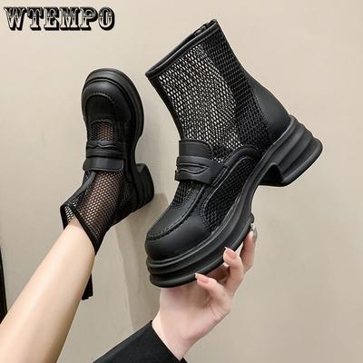 Ботинки из натуральной кожи в сетку. Женские ботильоны с вырезами. Сапоги в сетку в британском стиле. Женские тонкие крутые ботинки.