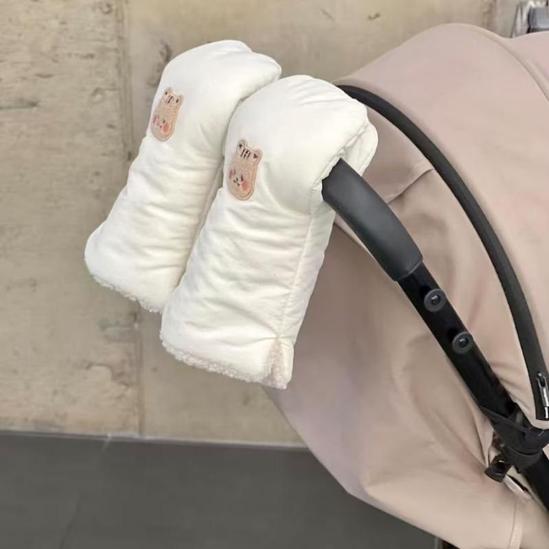 Thickened Fleece Baby Stroller Handle Gloves Cute Bear Bunny Design Windproof Warm Winter Children's Outdoor Sports Mittens
