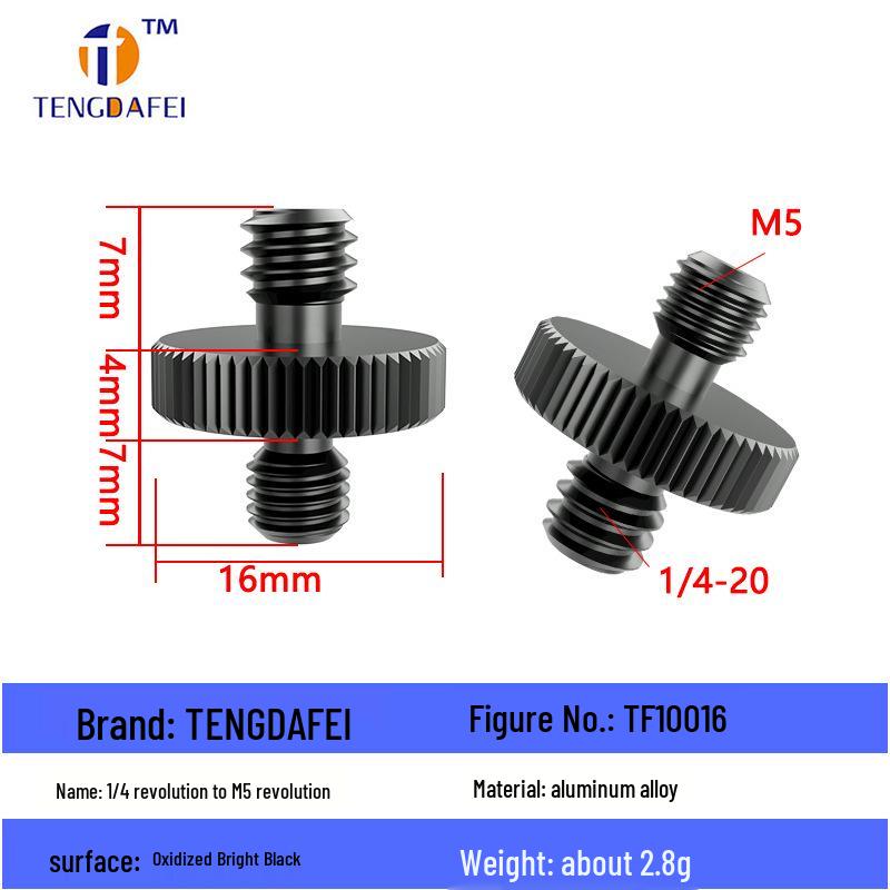 Reversible 1/4" Male To 3/8" Female Adapter for Camera Tripod Ball Head with M4-M8 Conversion Screws