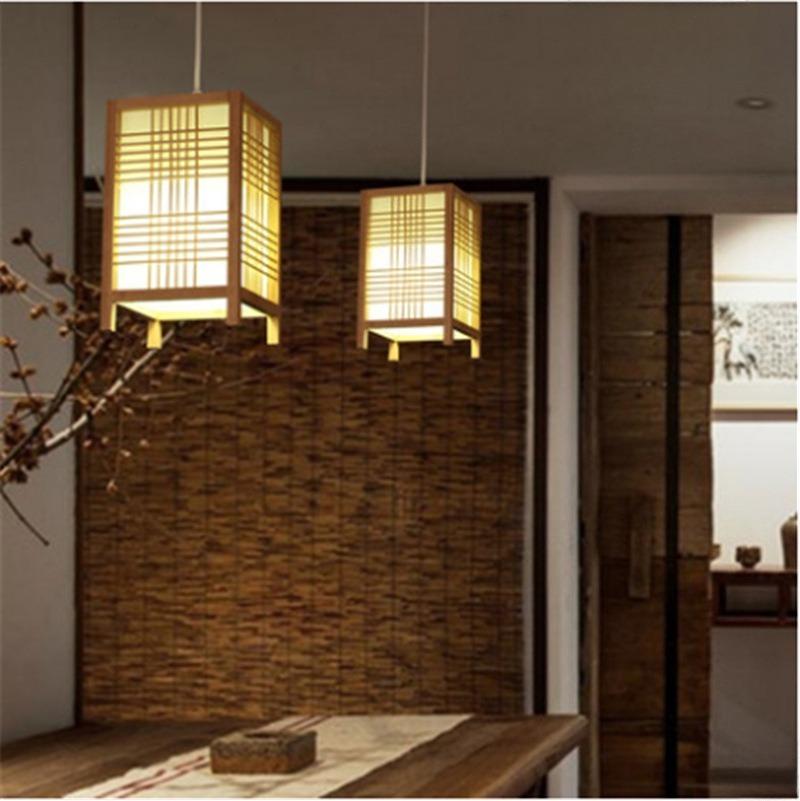 Wooden Modern Bedroom Bar Small Chandelier Bamboo Lamp Aisle Tea Room Small Lamp Handmade Bamboo Restaurant Lamp Art Lamps
