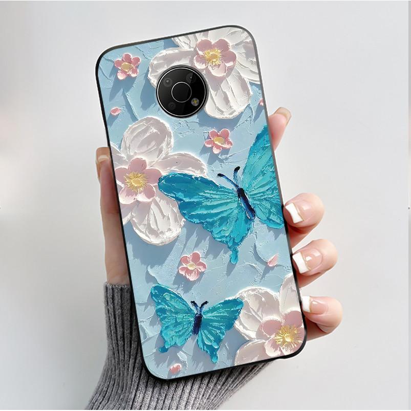 Для Nokia G300 TA-1374 Чехол Роскошная Мода Бабочки Цветы Черный Мягкий Силиконовый Чехол Для Nokia G300 G 300 NokiaG300 Чехол для Телефона