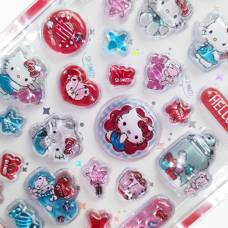 Kawaii Hello Kitty 3D Relief Stickers Cute Phone Case Laptop Water Bottle Decorations Stickers School Stationery Supplies