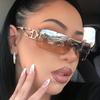Цельные Безободковые Очки-Маска Модные Солнцезащитные Очки Для Женщин Мужчин С Полыми Дужками Хип-Хоп Уличные Очки