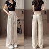 Женские брюки с высокой талией, регулируемые на шнурке, длинные брюки из ледяного шелка с карманами, однотонные летние брюки для отдыха