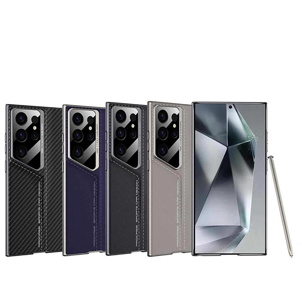 Suitable for Samsung S24u Porsche Mobile Phone Case S23ultra Protective Case Blade Ultra Thin Plain Leather Simple Cover