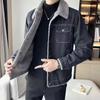 Men'S Denim Jacket Fleece Thickened Winter Lamb Plush Korean Version Slim-Fit Lapel Casual Jacket