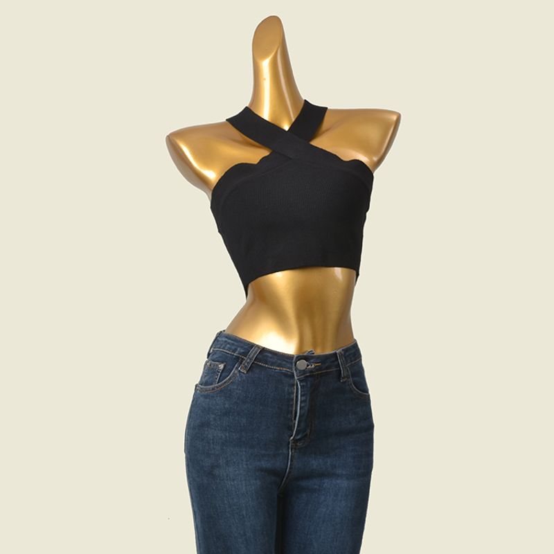 Affordable Luxury Fashion Brand Cross-Halterneck Vest Fashion Wind Sexy Sexy Short Inner Wear Knitting Base Small Sling