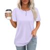 Women's Fashionable Casual Short Sleeve Button Print Round Neck Pullover Top