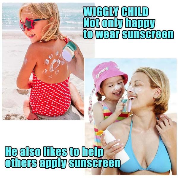 1Pcs Unscreen Applicator for Kids, 2 Pack Sunblock Buddy Brush Set with Protective Caps, Sun Lotion Applicator Sun Cream Brush