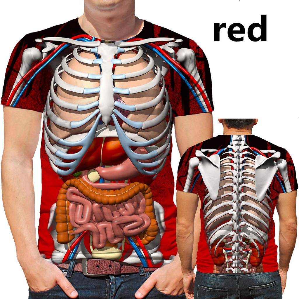 Funny Cosplay Male Skeleton Internal Organs 3D Printed T-Shirt Fashion Short-Sleeved Gothic Skull Men T Shirt