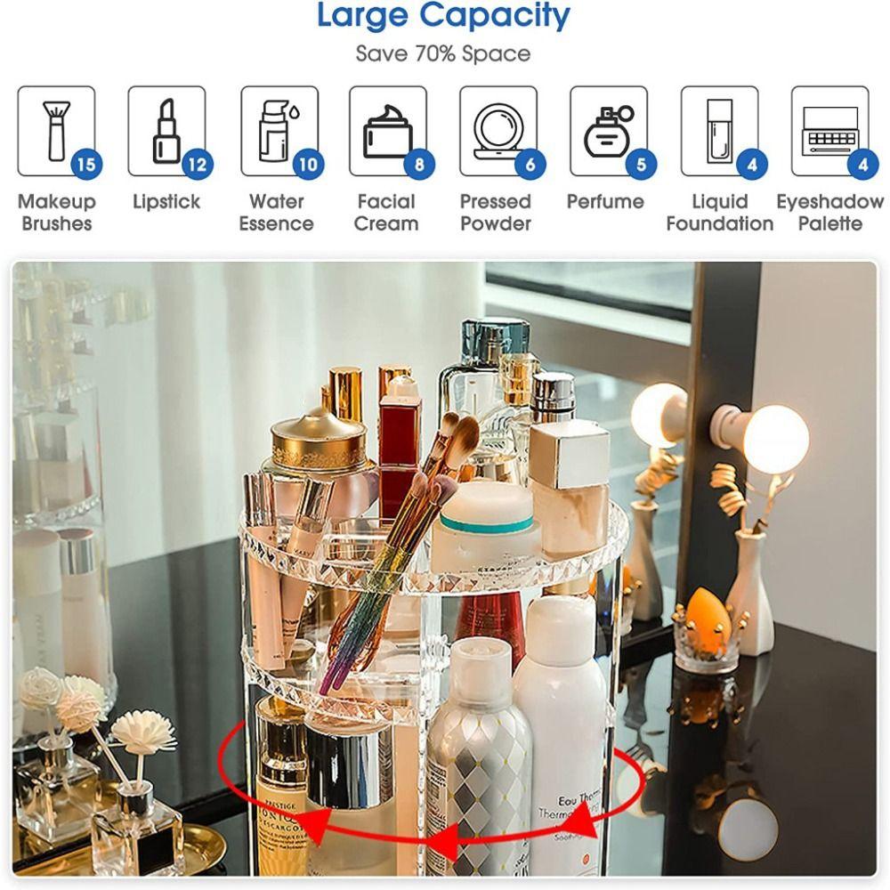 Компактная настольная полка для хранения с вращением на 360 градусов, бокс для хранения косметики, органайзер для стола