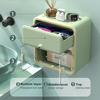 Tissue Holder with Drawer Wall Mount Punch Free Adhesive Large Capacity Waterproof Multifunctional Bathroom Toilet Roll Paper Holder Home Supplies