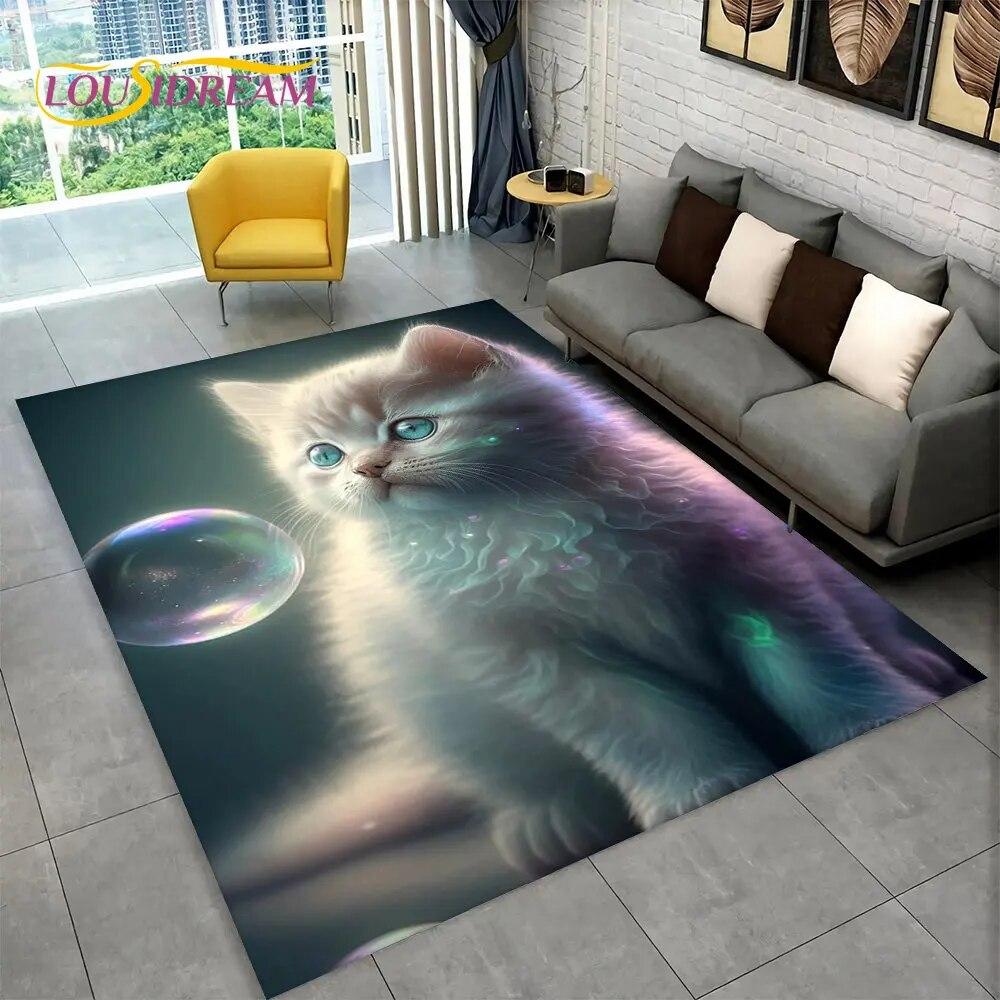 Большой коврик с 3D рисунком милого кота, ковер для гостиной, спальни, дивана, коврик для кухни, украшение для кухни, детский нескользящий напольный коврик
