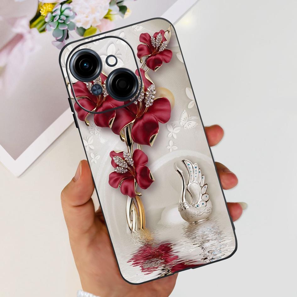Для чехла телефона Tecno Spark Go 1 Чехол 2024 Популярный Цветок Мягкий Силикон Задняя Защитная Крышка Для Tecno Spark Go 2025 Pop 9 Чехол