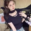 Чистое желание сладкая пряная девушка короткий уникальный шикарный вязаный свитер с полым вырезом облегающий топ футболка с коротким рукавом женский дизайн
