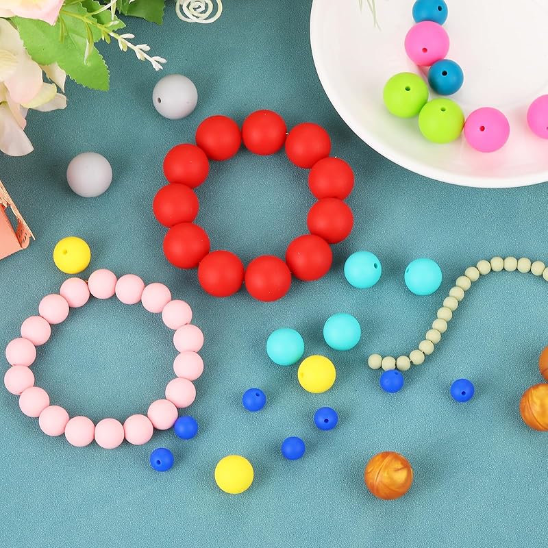 Uxcell 50 шт. 15 мм силиконовые бусины круглые резиновые бусины DIY брелок ручка браслет Идеально подходит для изготовления ювелирных изделий (светло-серый)