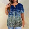 Women's Short Sleeve Shirt Button Plus Size T-Shirt Flower Printed Casual Tops