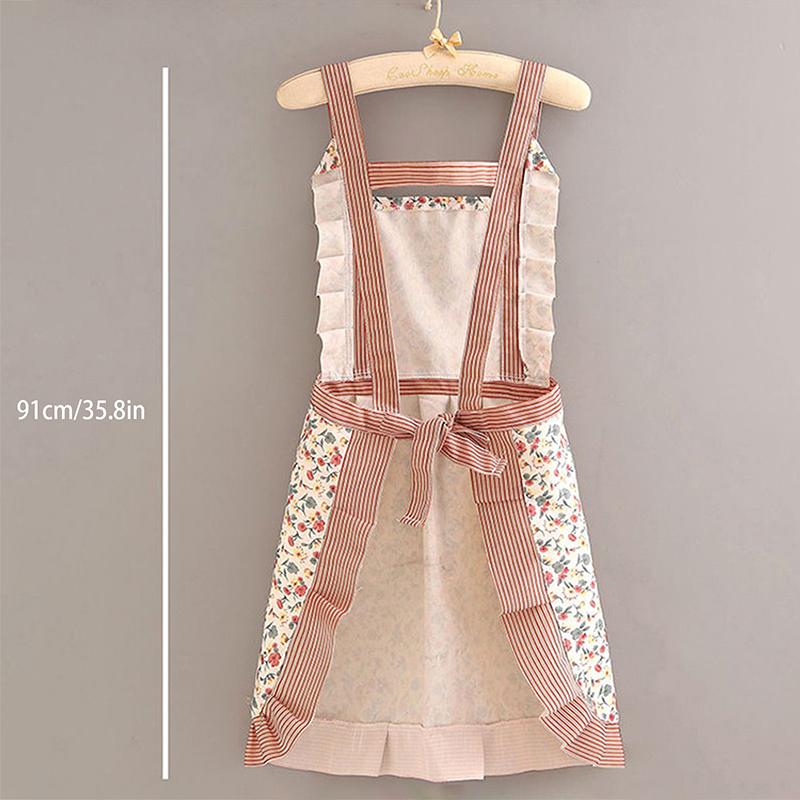 Холщовый фартук с цветочным принтом, моющийся, прочный, устойчивый к пятнам и износостойкий для кухни, фартуки для дома и работы, красивый фартук для кухни