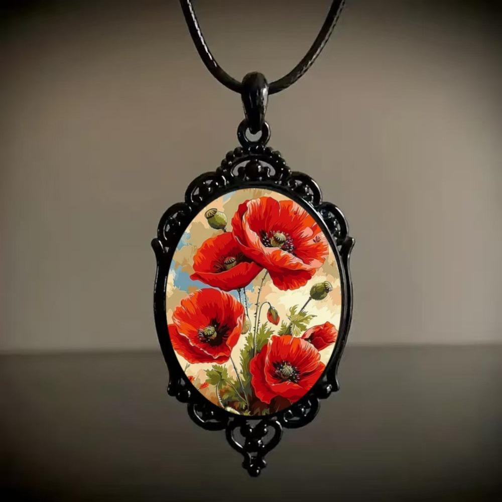 Vintage Floral Necklace Rose Flower Pattern Rope Chain Necklace New Charm Necklace
