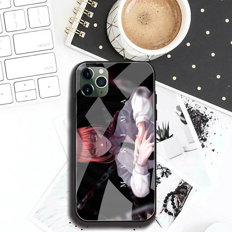 Chainsaw Man Makima Power Phone Case Tempered Glass For iPhone 12 11 Pro Max Mini XR XS MAX 8 X 7 6S 6 Plus SE 2020 Cover