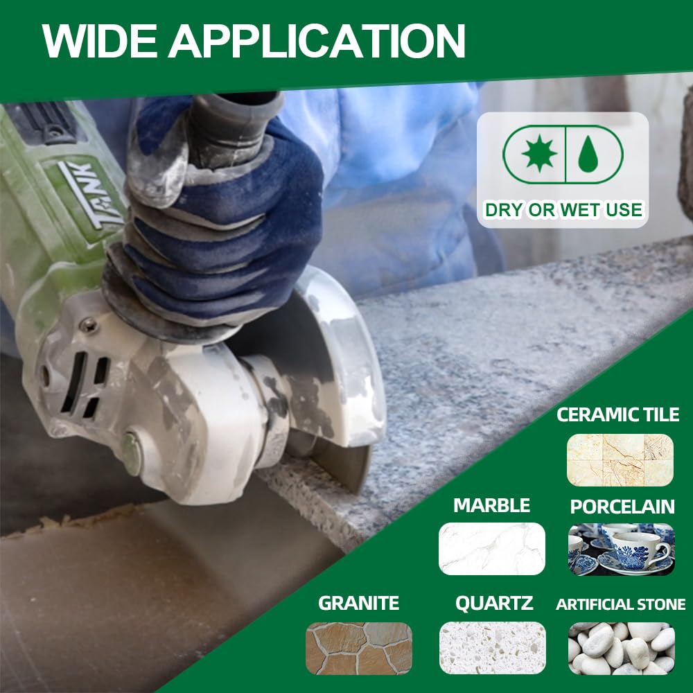 Шлифовальный режущий алмазный диск - 2 шт. Шлифовальный круг для гранита 4,5"/115 мм Фланец 5/8-11", Двусторонний алмазный отрезной диск Пильный диск для снятия фаски