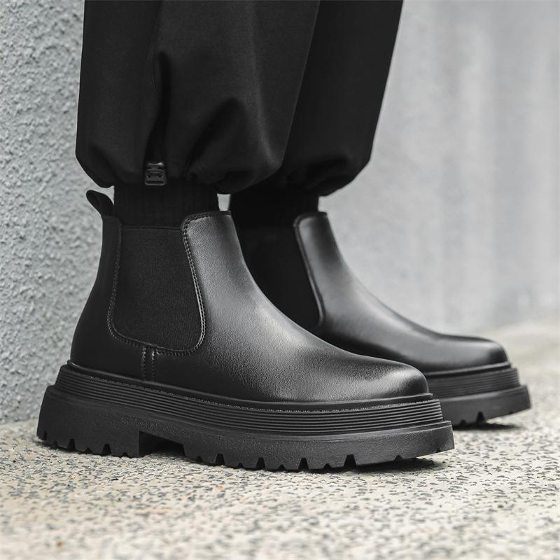 Chelsea boots men's 2024 autumn new breathable medium top platform short boots men's Martin boots 56731-J