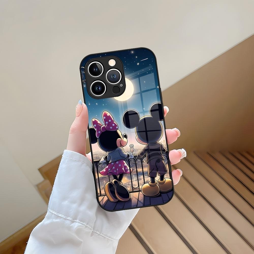 Чехол для телефона Микки Маус Закаленное стекло Для iPhone 13 15 14 12 11 Pro Max Plus Mini X XR XS 8 7 6s SE2020 Coque
