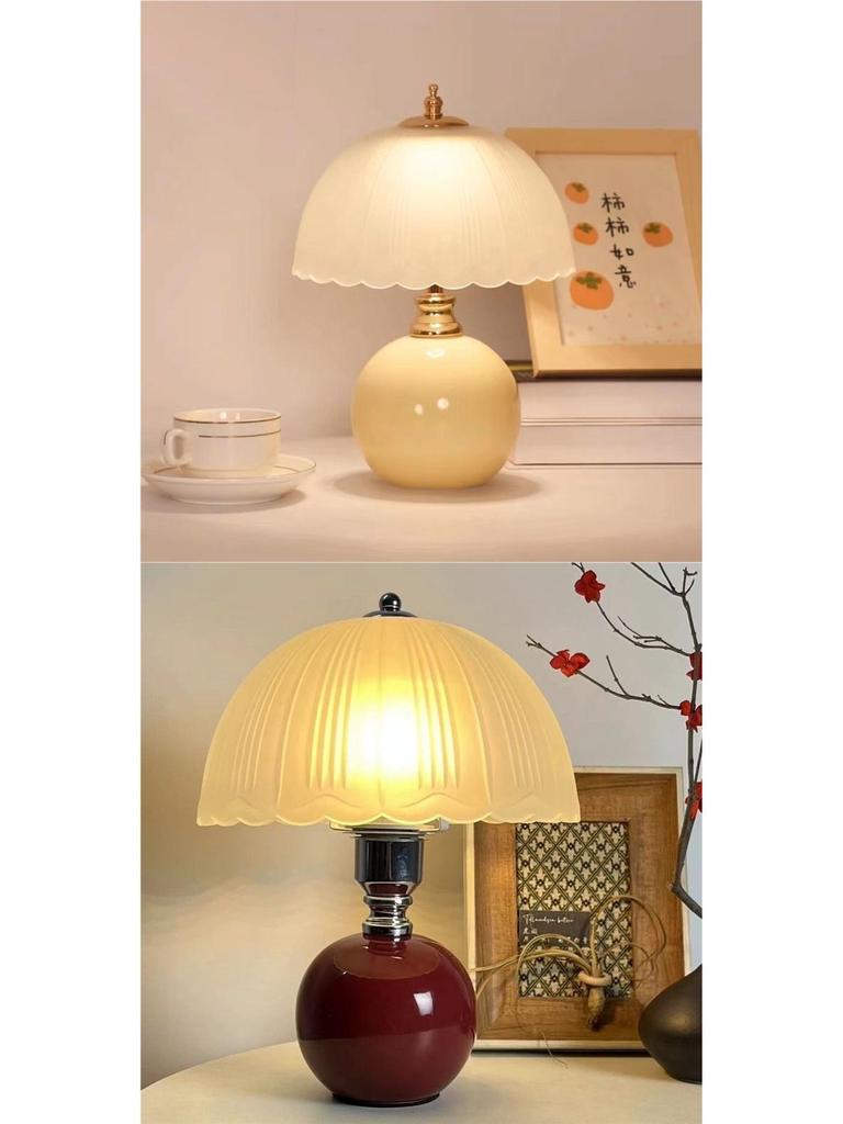 Nordic Pastoral Touch Sensor Bedside Lamp - Romantic Jellyfish Cream Style Night Light