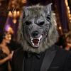 Adult Size Latex Mask Halloween Werewolf Full Head Mask Wolf Cosplay Headgear with Scary Party Headwear Realistic Fur Haunted House Prop Adjustable