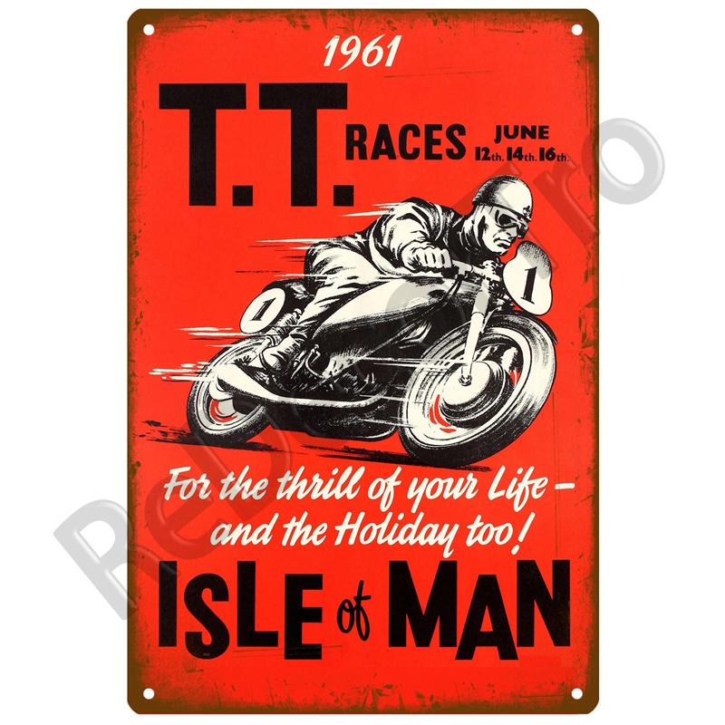 TT Races Vintage Wall Poster Vintage Retro Wall House Restaurant Decoration Plaque Metal Wall Decor Art Metal Sign Tin Sign ISLE