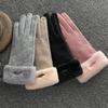 Cashmere Gloves Women's Winter Warm Wool Plus Coral Fleece Finger Women's Cold-proof Winter Warm Gloves