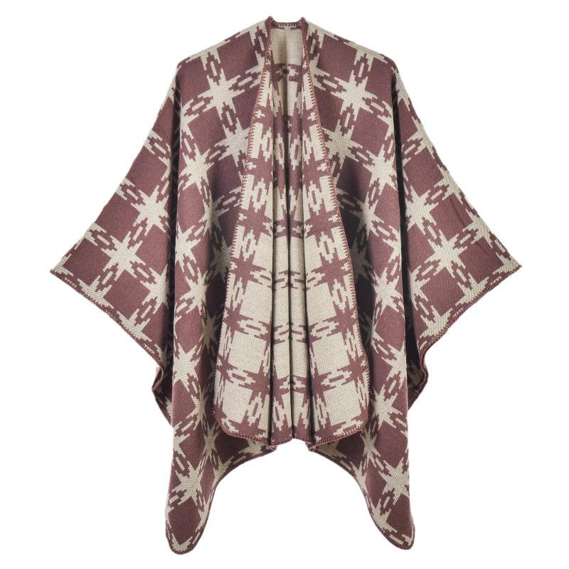 New Imitation Cashmere Women's Shawl Warm Split Cape Travel Four Seasons Double-sided Outer Scarf Cape