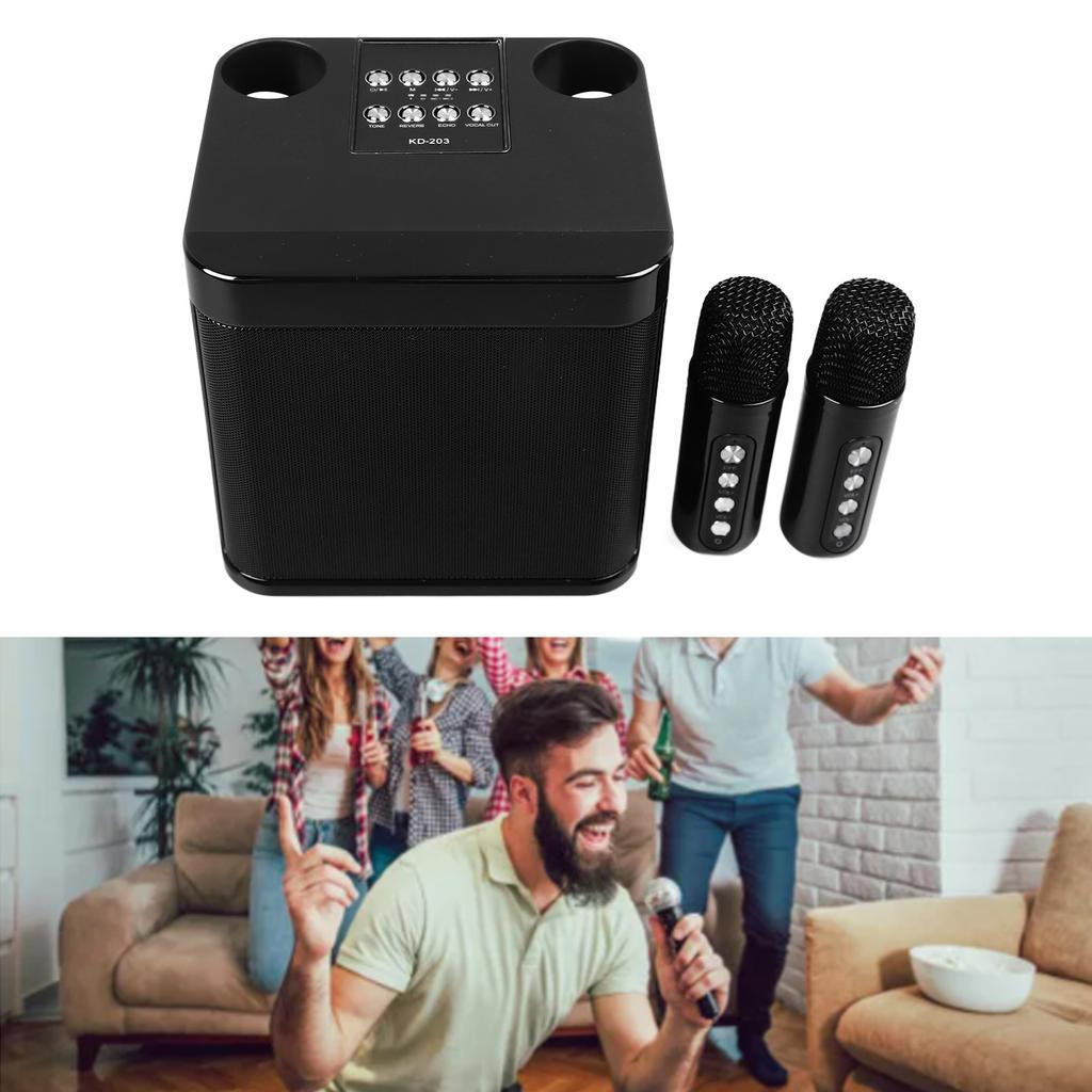 Wireless Karaoke Speakers Portable Mini Karaoke Machine Bluetooth Speaker with 2 Wireless Microphones for Home Party Camping
