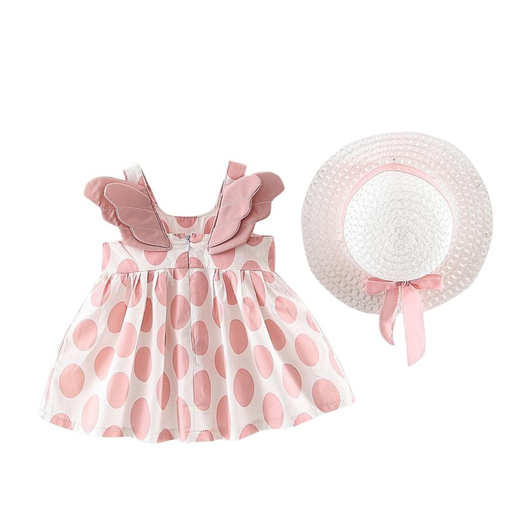 Летний комплект для девочек без рукавов с милым принтом принцессы в платье и шляпе