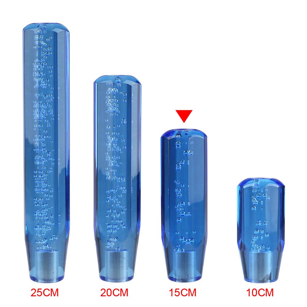 ADPOW Universal Crystal Shift Knob Bubble Octagon 150mm Sparkly Clear Clear Clear Bubble with 3 Adapters Blue