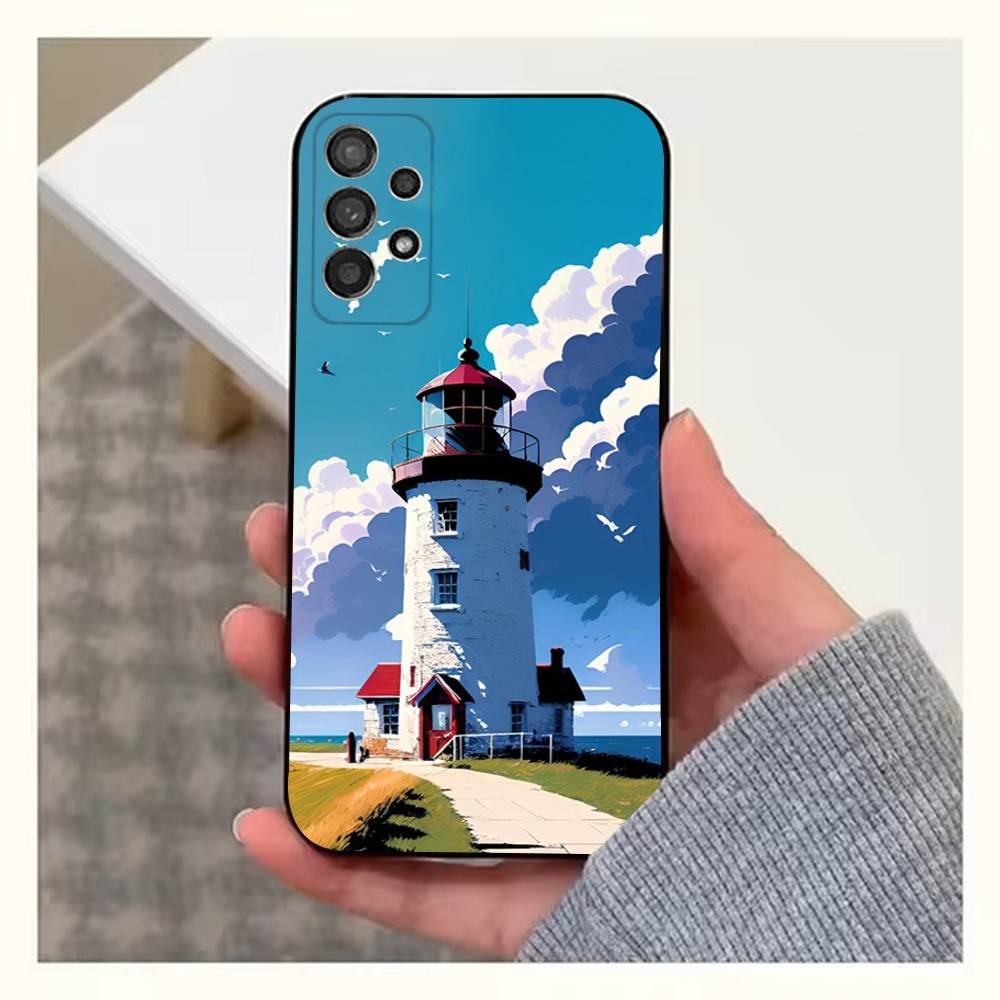 Аниме Чехол для телефона 'Маяк' для Samsung S25, S24, S23, S22, S20, S21, S10, Ultra, Plus, Lite, FE, Мягкий Силиконовый Черный Чехол