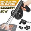 Беспроводной электрический воздуходув 5200 мАч, ручной аккумуляторный воздуходув для листьев, пылесборник для барбекю, кемпинга, с 2 аккумуляторами 12 В 20 Вт