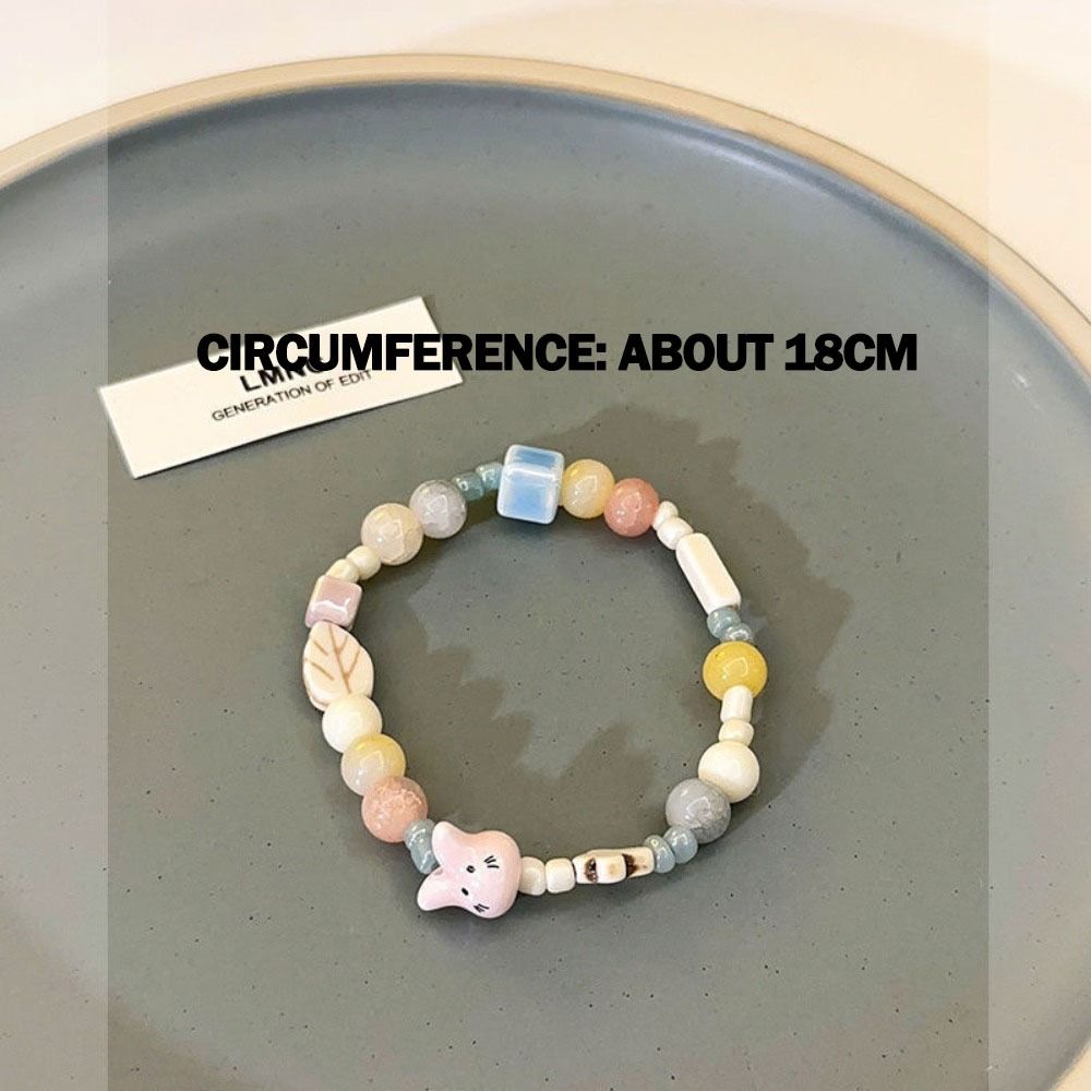 Крутой милый браслет из бисера, эстетичный браслет из бисера, модный красочный керамический браслет с кошкой