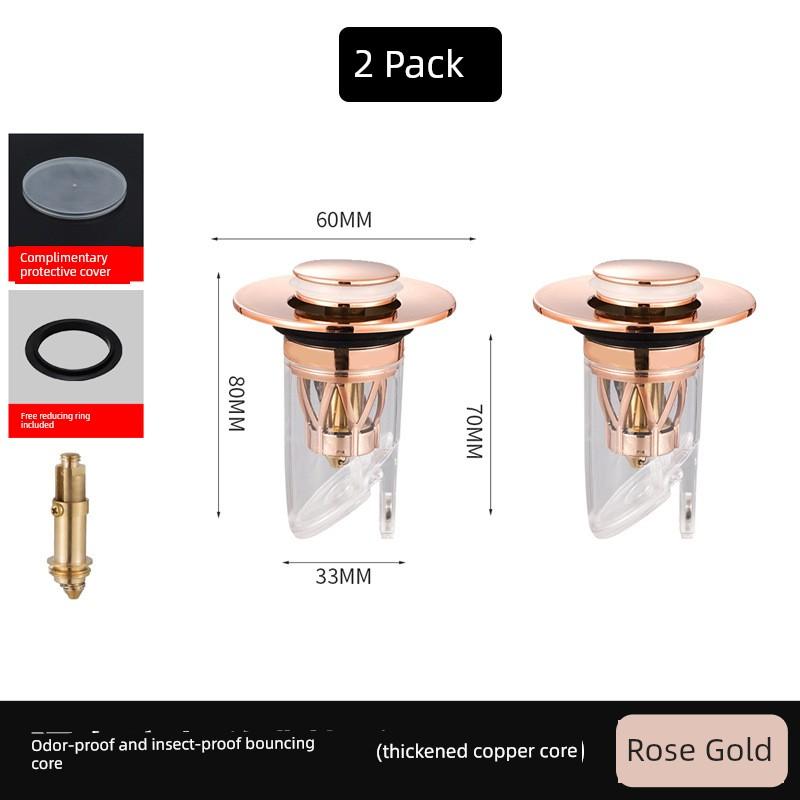 Press-Type Anti-Odor Drain Stopper for Washbasin, Universal Bounce Core Drain Filter for Washbasin