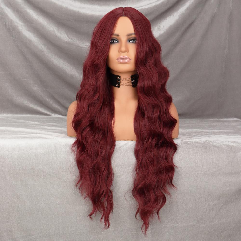 MERISIHAIR Long Wavy Black Wig Women Synthetic Heat-Resistant Fiber Natural Cosplay Party Lolita Long Wavy Wig
