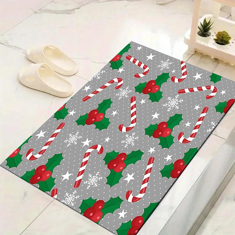 1Pc Christmas Candy Cane Rug Office Carpet Indoor Outdoor Doormat Nonslip Soft And Comfortable Living Room Christmas Halloween Gift D91815