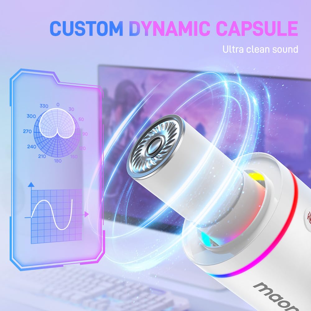Игровой однонаправленный динамический микрофон MAONO PD200X для ПК, RGB-подсветка, отключение звука, USB и XLR.