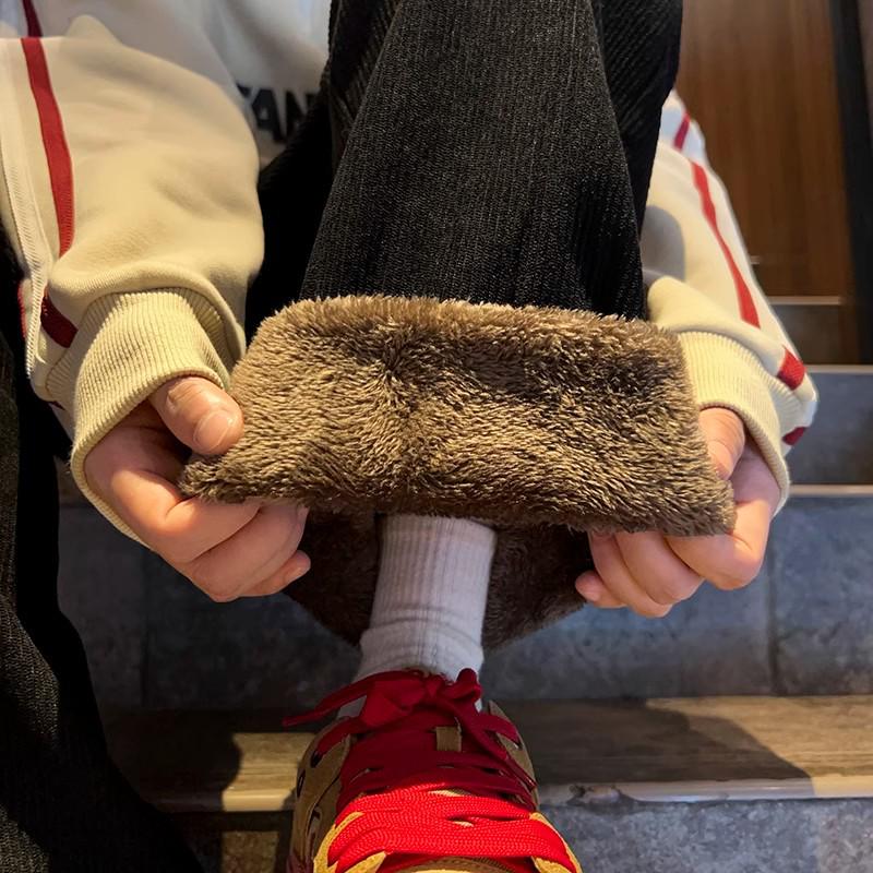 Мужские зимние вельветовые брюки - морозостойкие до -40°, очень толстые с подкладкой из бархата и овчины