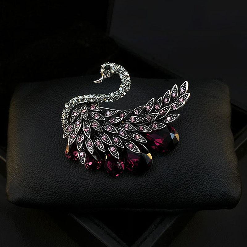 Light Luxury Retro Swan Brooch, High-end Women's Exquisite and Luxurious Animal Brooch, Elegant and Versatile Suit Pin